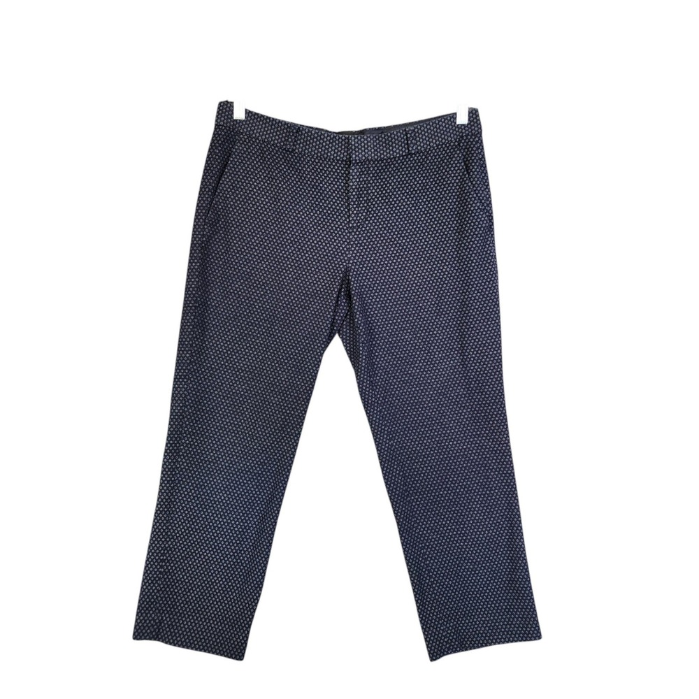 Banana‎ Republic Womens Avery Ankle Pants Size 10 Navy Blue Dot Jacquard Office